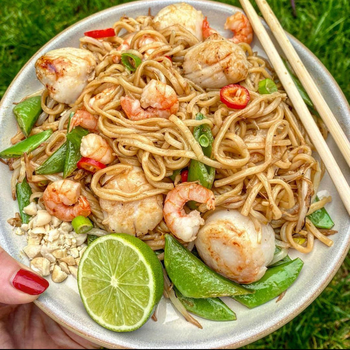 Nicola's Pad Thai with Scallops and Prawns