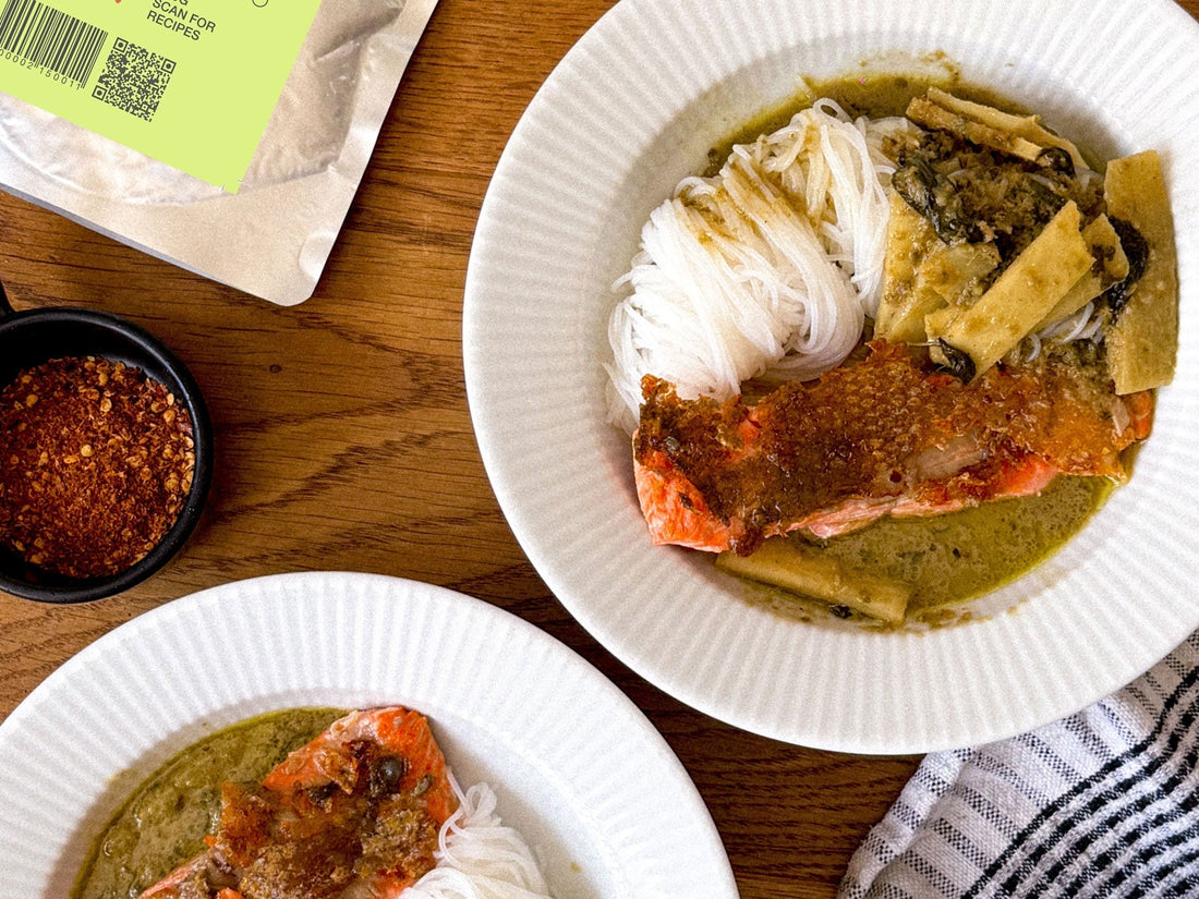 12-minutes Salmon with Green Curry and Bamboo Shoots