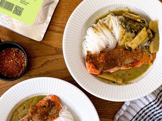 12-minutes Salmon with Green Curry and Bamboo Shoots